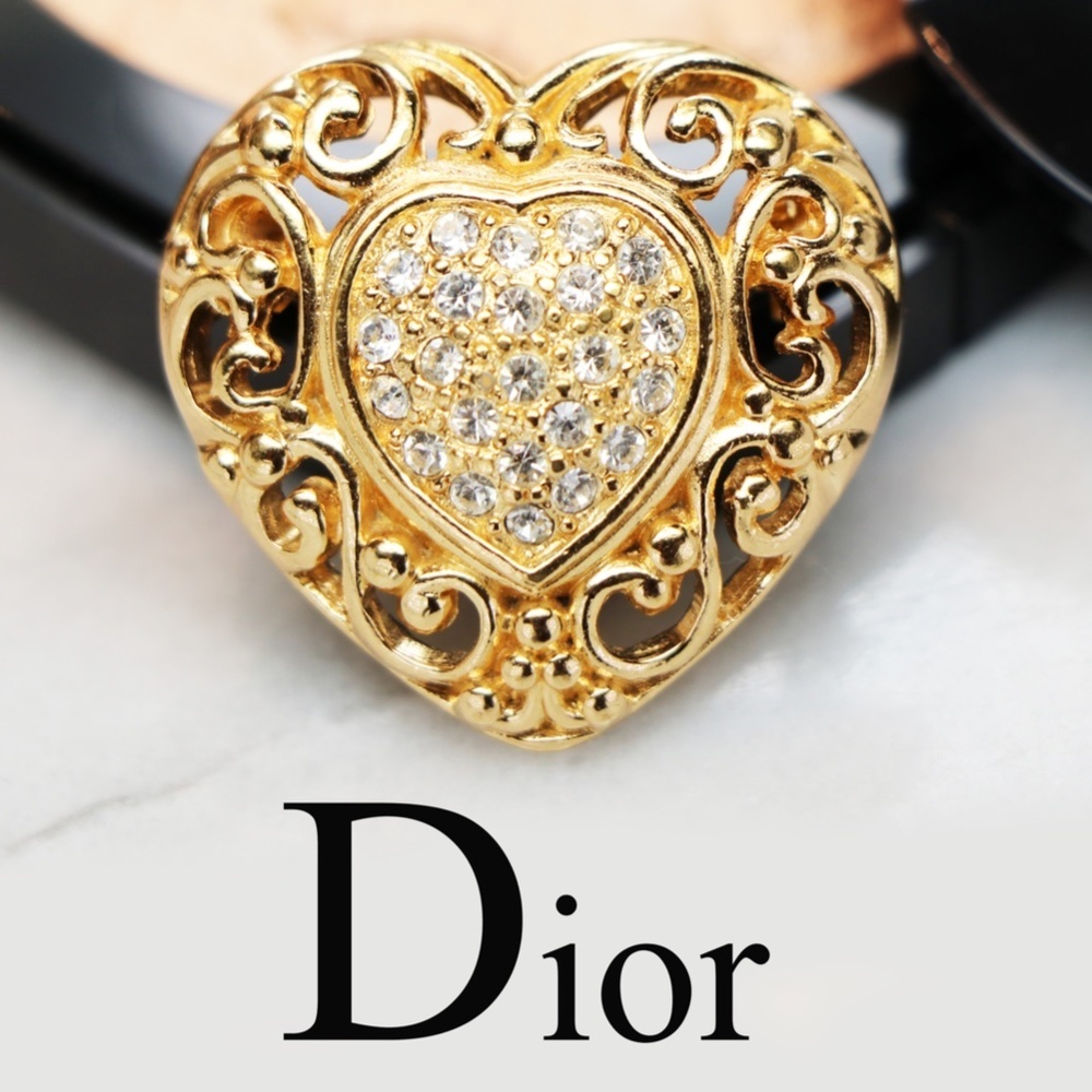 💖 Vintage Christian Dior Crystal Heart Brooch 💝 - Picture 9 of 16